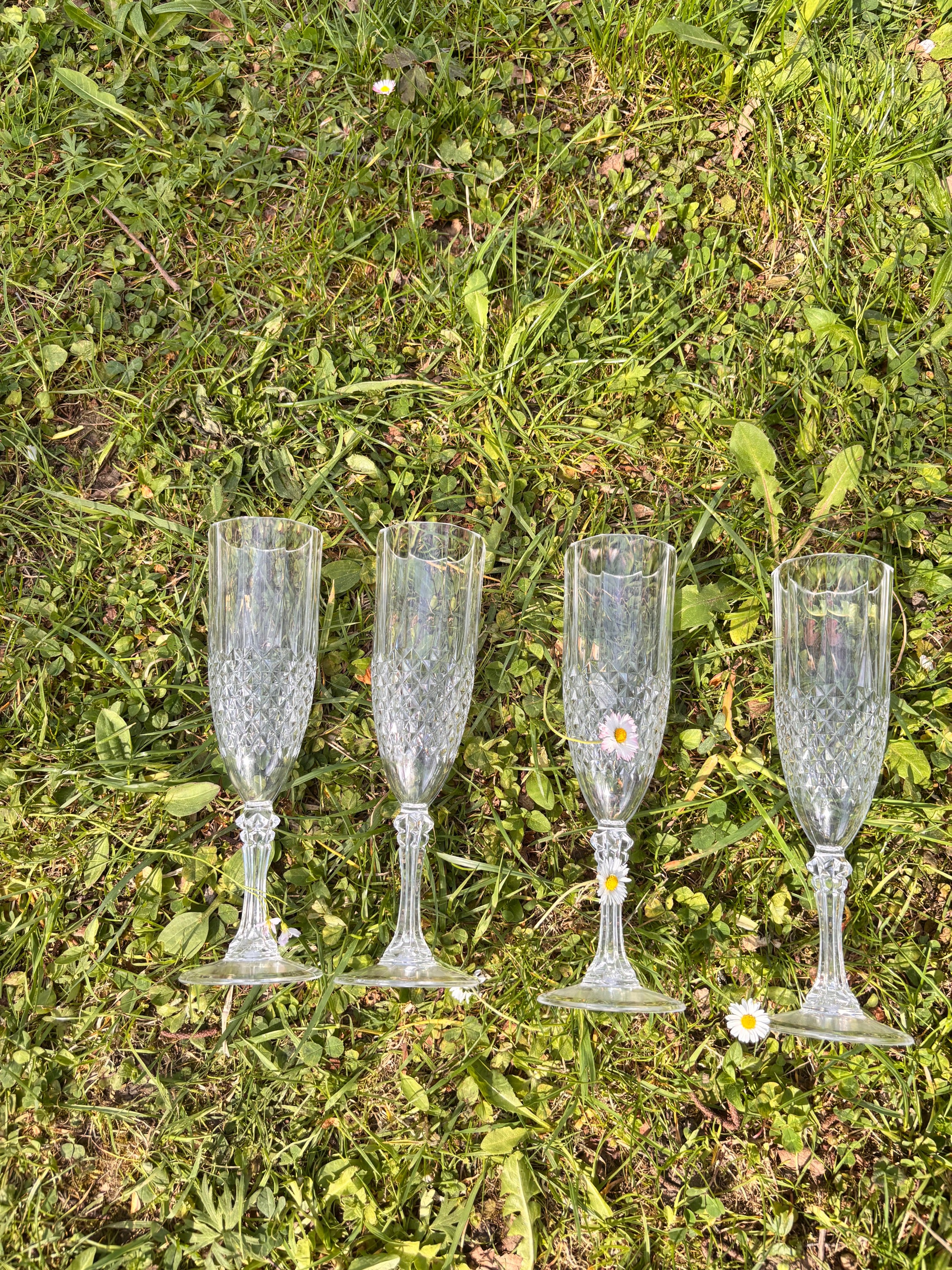 Champagnerflöten im Kristall-Look | 4er Set | Kunststof